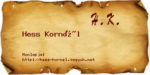 Hess Kornél névjegykártya